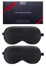 Sleep Mask, 2 Pack 100 Real Natural Silk Eye Masks with Adjustable Strap for...