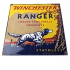 Vintage Winchester Ranger Shot Shells Dog Porcelain Signs - Hunting Sign