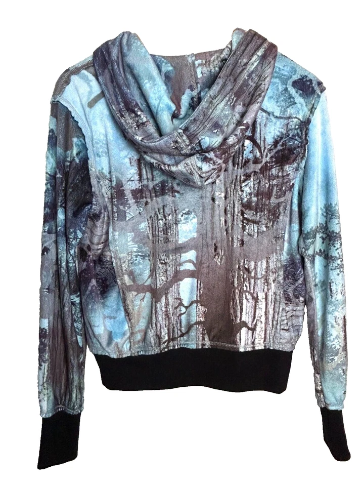 Alberto Makali Jacket Womens S Faux Fur Tree Forest Warm Hooded Button Up Pocket - Imagem 2 de 4