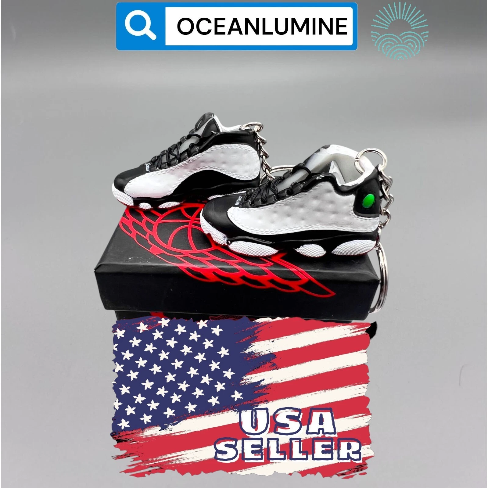 Porte clés Jordan 3D Mini Sneaker de la meilleure qualité, boîte à chaussures, boîte d'affichage option