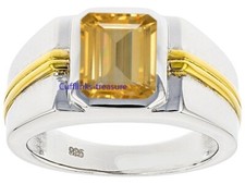 Natural Citrine Gemstone with 925 Sterling Silver Gold Plated Ring 098