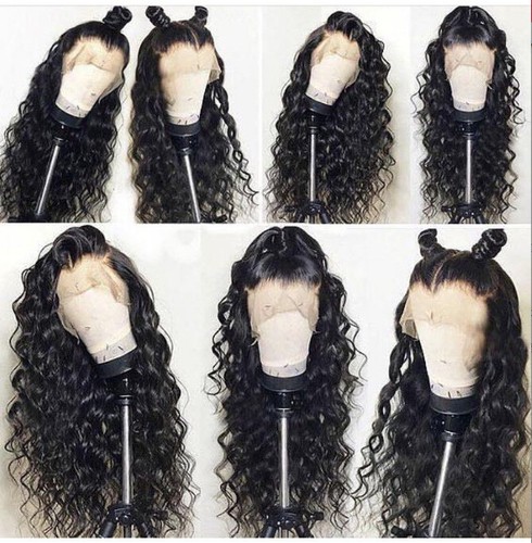 Front Lace As Human Hair Medium Part Curly Black Wig for Women Synthetic Hair - Picture 10 of 12