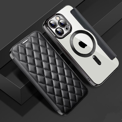 Luxury Wireless Charge Grid Leather Card Cover Case For 16 15 14 13 12 Pro Max - Picture 15 of 40