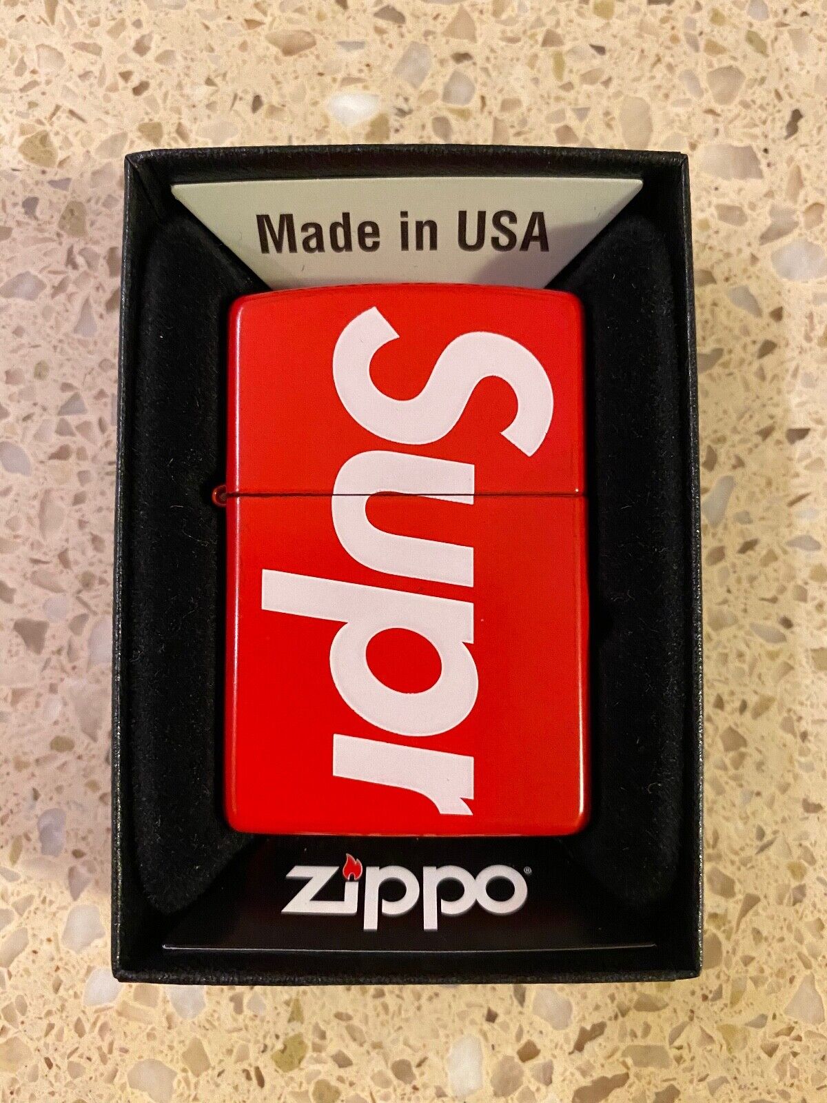 SUPREME Zippo Lighter Red Box Logo SS18 Brand New.