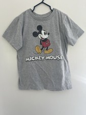 Disney Kids Boys Classic Mickey Mouse Cotton Blend Short Sleeve Shirt Gray S 5/6