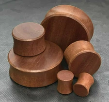 PAIR Solid Sawo Wood Flat Plugs Organic Earlets Tunnels Gauges Body Jewelry