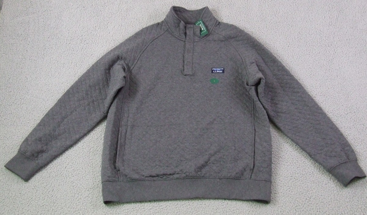 LL Bean Men's Quilted Sweatshirt Style 509332 Gray Heather Size Large NWT |  eBay