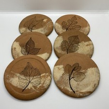 Set Of 6 Handmade Artist Signed Red Clay Coas...