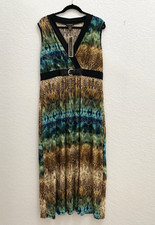 Susan Lawrence Women’s Animal Print Maxi Dress Sleeveless Wide Strap - Size 1X