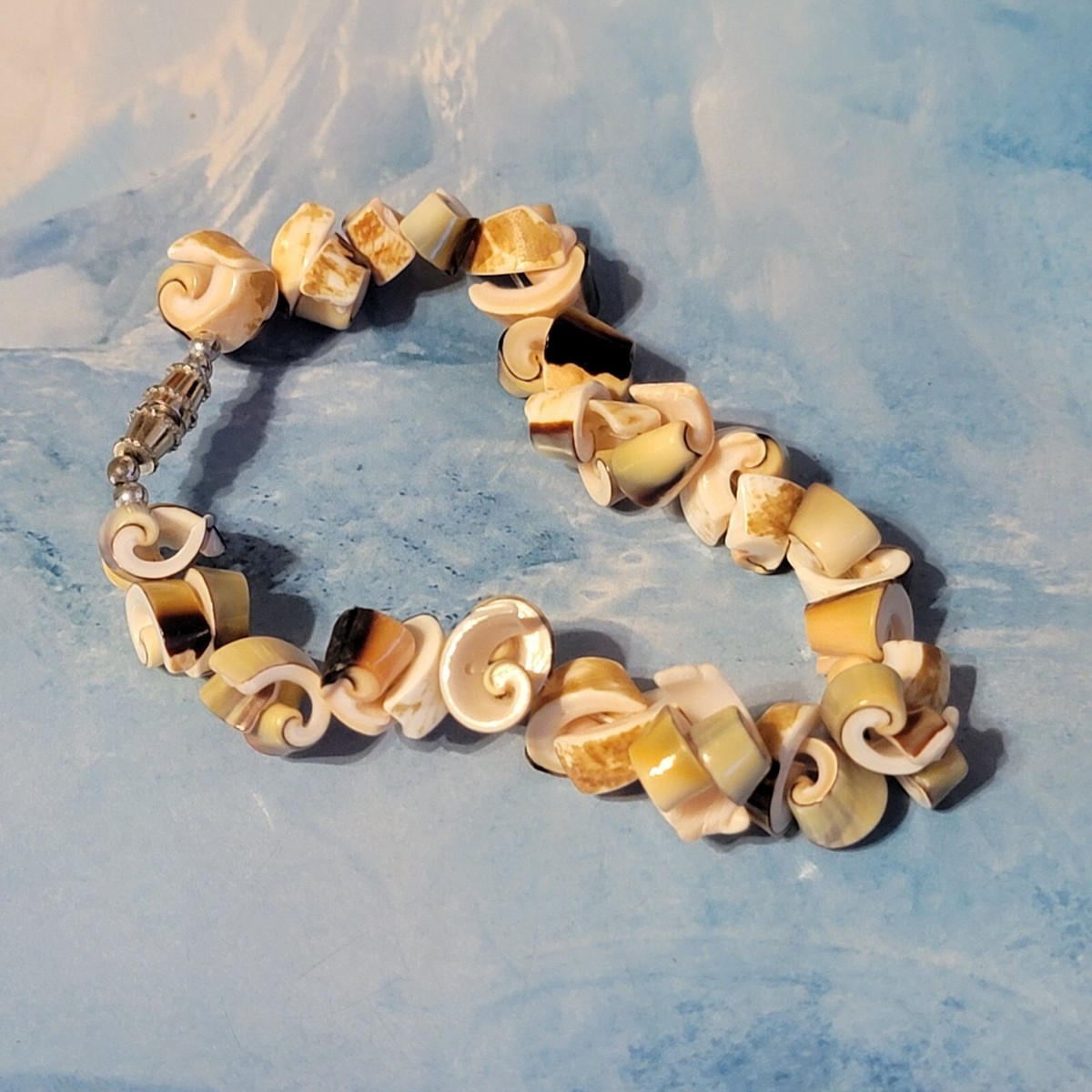 Vintage Shell Nugget Bracelet Beach Jewelry, Chunky, 7" Long sbr-58 View 5