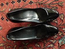 Stuart Weitzman Black Patent Leather Block Heal Pumps- Size 7 1/2 M