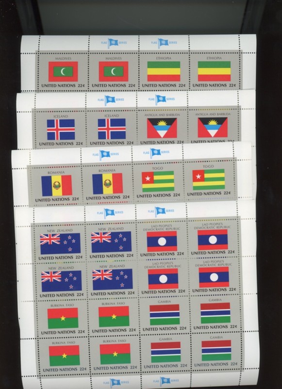UN Stamps  107  sheets Flags MNH SHEETS 1980-1985 duplicates of one shown (goo2