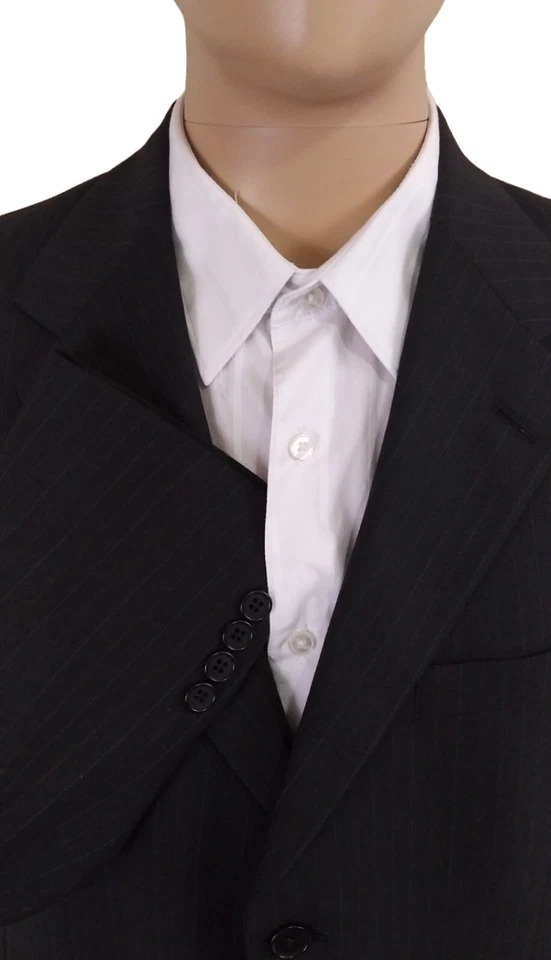 Austin Reed 2 Piece Dark Navy Blue Pinstripe Wool Suit Size 44L Pants 36X33 - Image 4 of 4