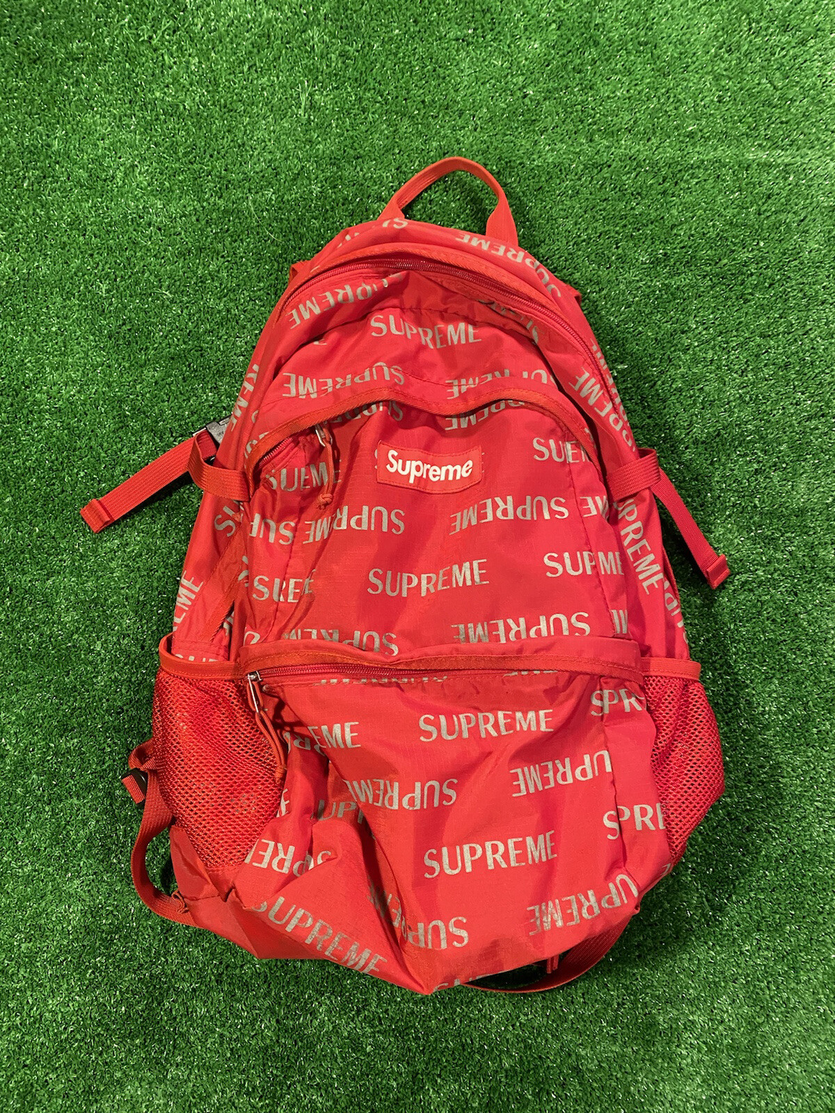 supreme 3m reflective repeat backpack red