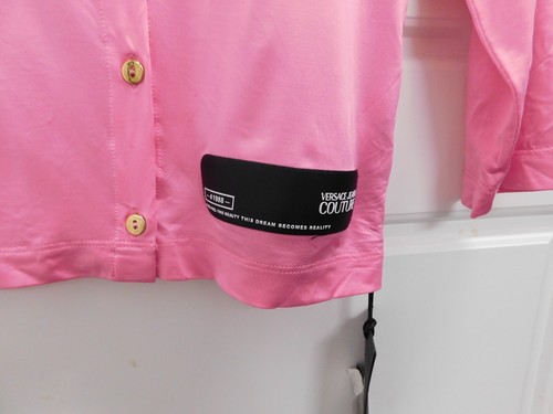 New Versace Jeans Couture Pink Button Down Blouse Top sz 4 - Picture 2 of 7