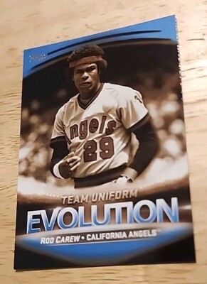 Rod Carew/Mike Trout 2019 Topps Series 2 Blue Parallel Evolution Card #EL-7