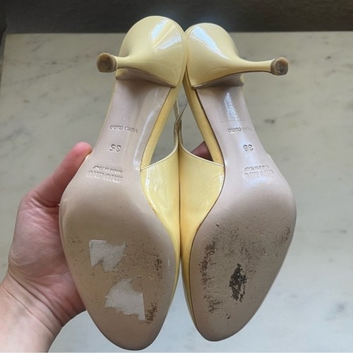 Miu Miu yellow patent leather sling back heel - Picture 8 of 9