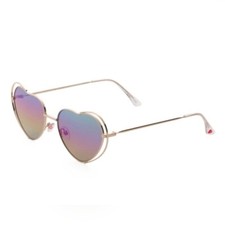 NWT Betsey Johnson Gold Heart Sunglasses Multicolor Reflective Lenses