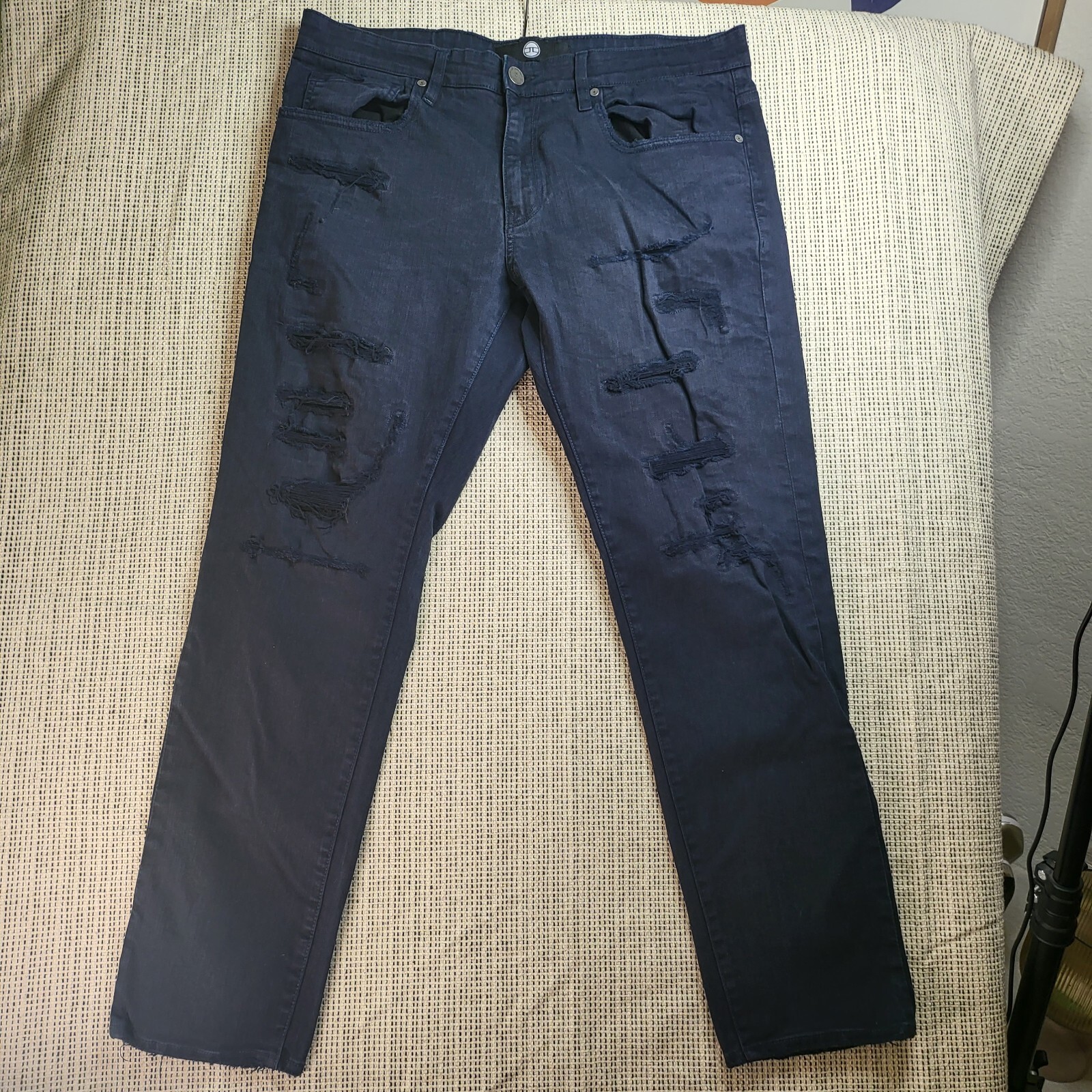 Jordan Craig Black Aaron Jeans Mens Legacy Ed 36x32 Distressed Thrashed Straight