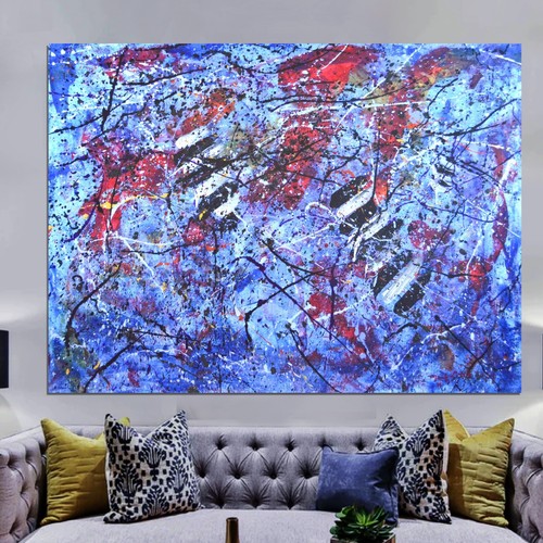 Pollock/Richter style Professional Painting 84”X62” (7 Foot) Abstract Modern XL - Picture 2 of 21