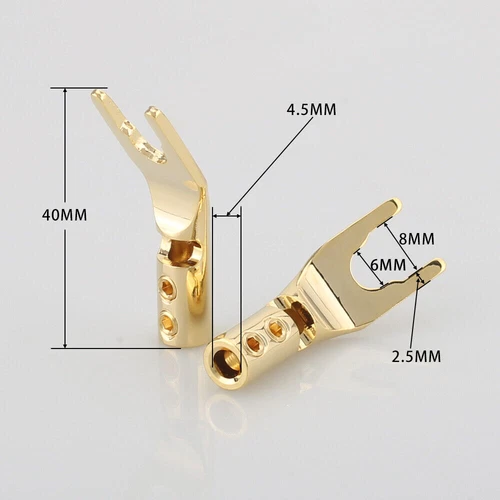 8pcs Gold/Rhodium Plated Copper Y Spade Connector HIFI Speaker Cable Banana Plug - Picture 10 of 25