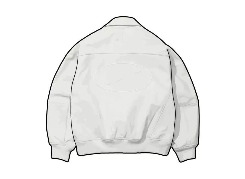 Veste universitaire Supreme Nike en cuir blanc