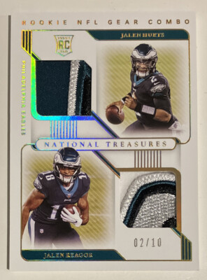 2020 National Treasures Jalen Hurts Jersey # 2/10 NFL Gear Combo Patches /10 RC