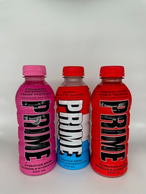 Prime Hydration 3x Logan Paul & KSI,Strawberry Watermelon,ICE Pop,Tropical Punch