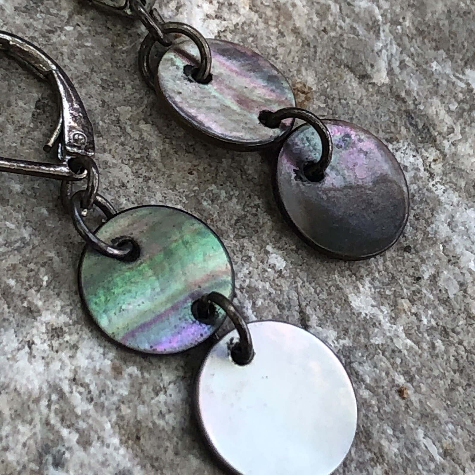 Beautiful Old Dangling Abalone Shell Earrings - image 1