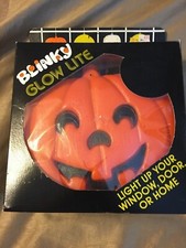 VINTAGE HALLOWEEN BLINKY JACK O LANTERN GLOW LIGHT BLOW MOLD IN BOX