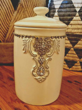 KF White Ceramic Rhinestone Teardrop Vanity Jar Bathroom Bedroom Accessory 7