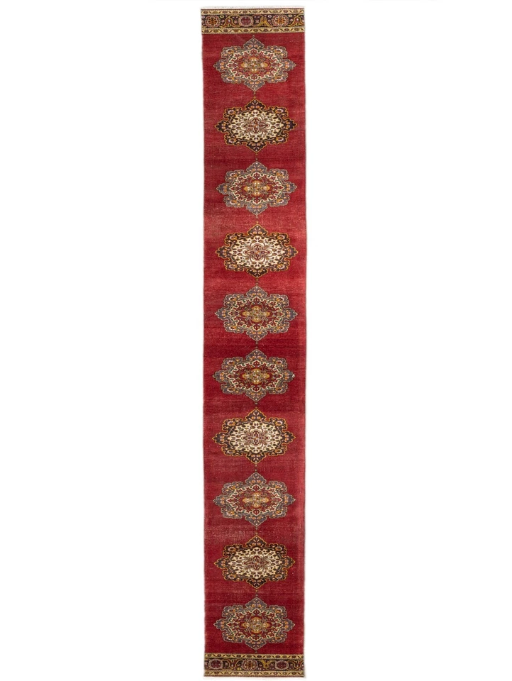 Alfombra oriental turca vibrante - Oushak de colección corredor extra largo - 2,10 x 25,7 pies Foto 2 de 4