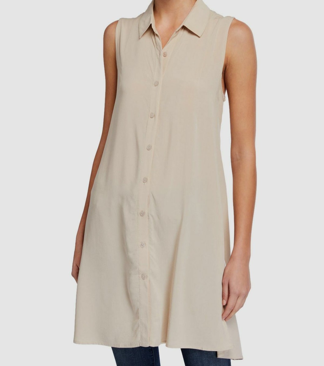 $120 Catherine Malandrino Womens Beige Button-Front Sleeveless Tunic Dress  Sz XS | eBay