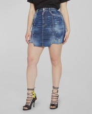 545 Dsquared2 Women Blue Distressed Paneled Denim Mini Skirt Size IT 42 / US 6