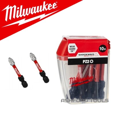 Milwaukee Pozi PZ2 Schlagschrauber Bit Set x10 Shockwave 50mm 2'' Zoll Tic Tac