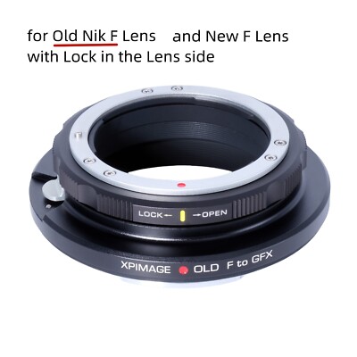 XPimage Lock Old Lens Adapter for NIKON F Lens to Fujifilm GFX Mount 50R Camera