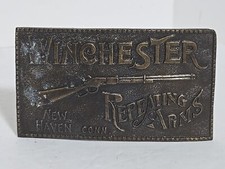 Winchester Repeating Arms New Haven Conn. Rifle Guns Vintage Brass Belt Buckle