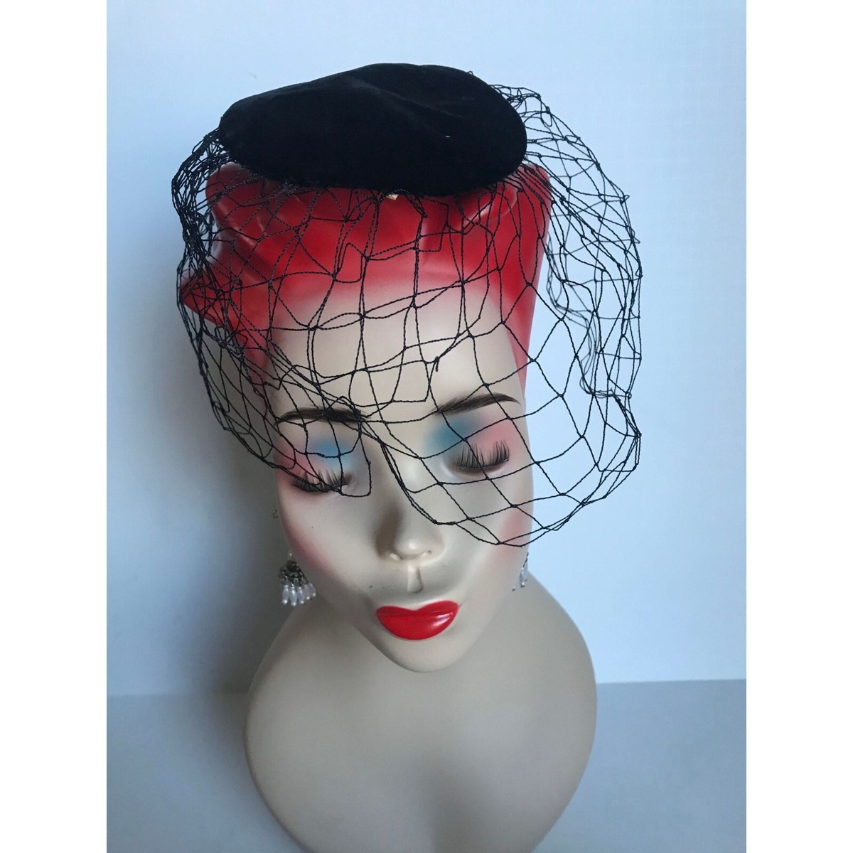 Vintage BEST & CO. Fifth Ave. Debbie Fascinator Black Velvet Hat Black Netting BEST & CO. Fifth Ave. Debbie Fascinator Black Velvet Hat  main image 2