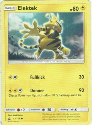 Pokemon Card Trading Card Game Ultra Prism No. 43/156 Elektek German