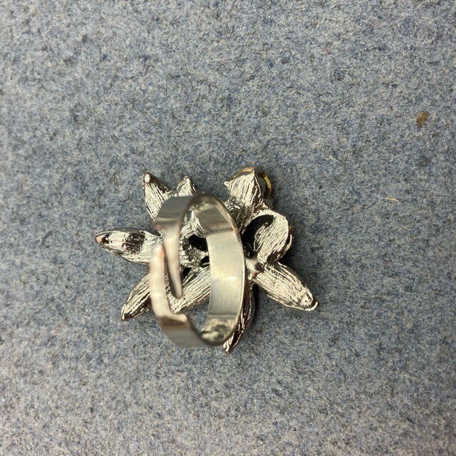 Statement Ring Multicolor Rhinestone Floral Leave… - image 4