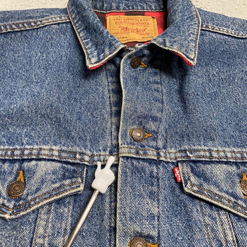 VTG Levis Jacket Mens Medium Buffalo Plaid Flannel Lined Denim 70417 4891 USA - Picture 11 of 16