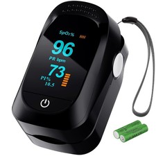 Fingertip Pulse Oximeter - Accurate SpO2 Monitor with AAA Batteries for Black