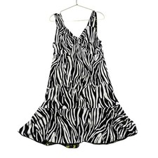 Cabi Reversible Mesh Midi Dress Womens Small Zebra Animal Print Green Floral