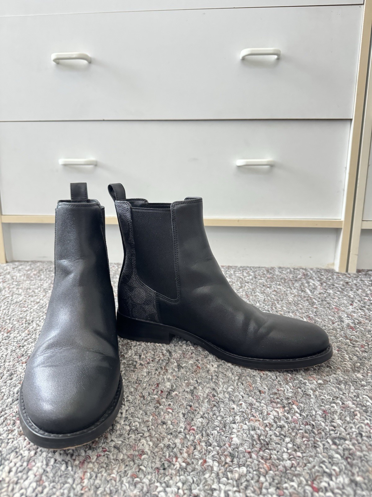 Coach Meredith Sig Bootie in Black/Charcoal - Size 7 US with Monogram & 1in Heel