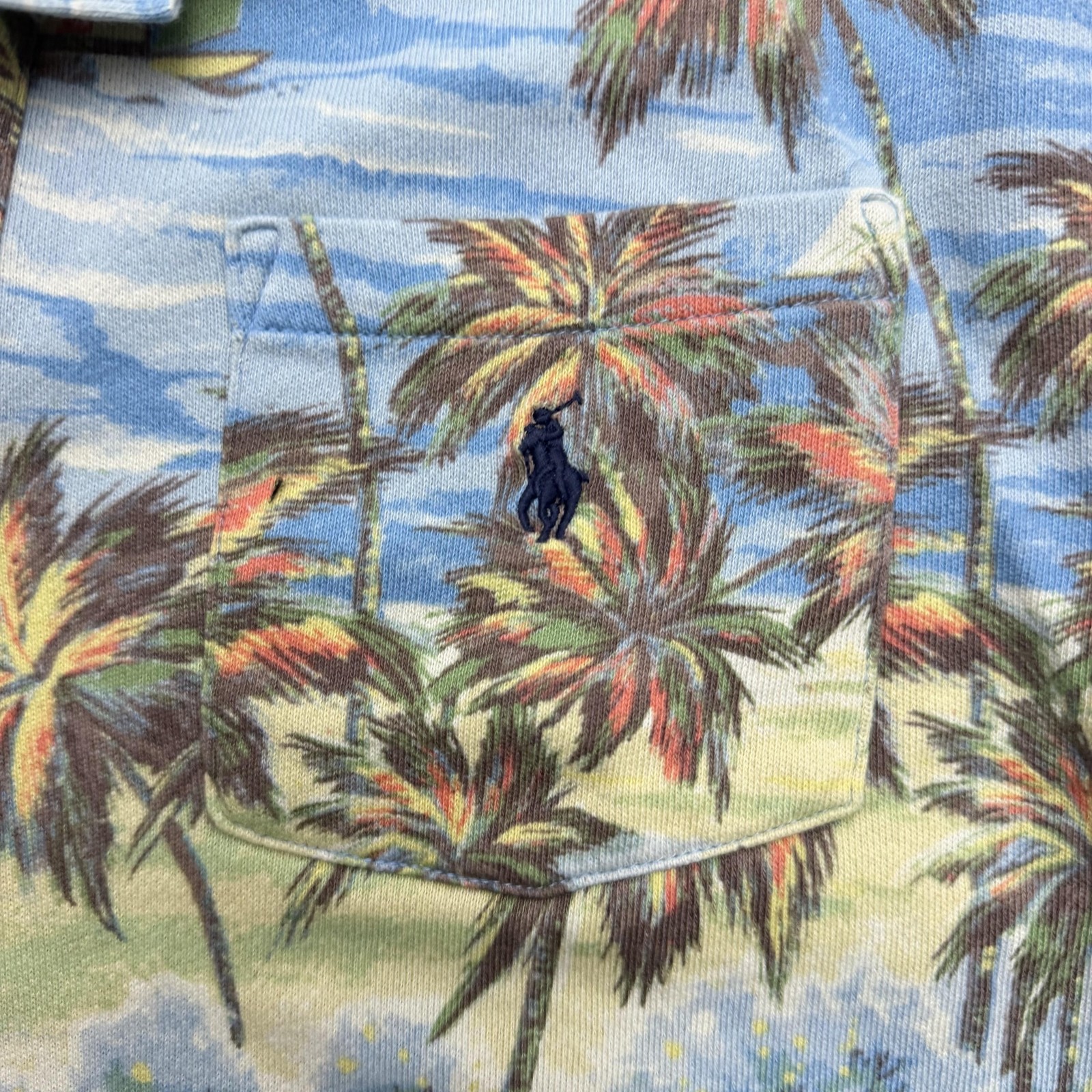 Ralph Lauren Polo Shirt Mens Medium Multicolor Tropical Beach Scenic Print thumbnail 4