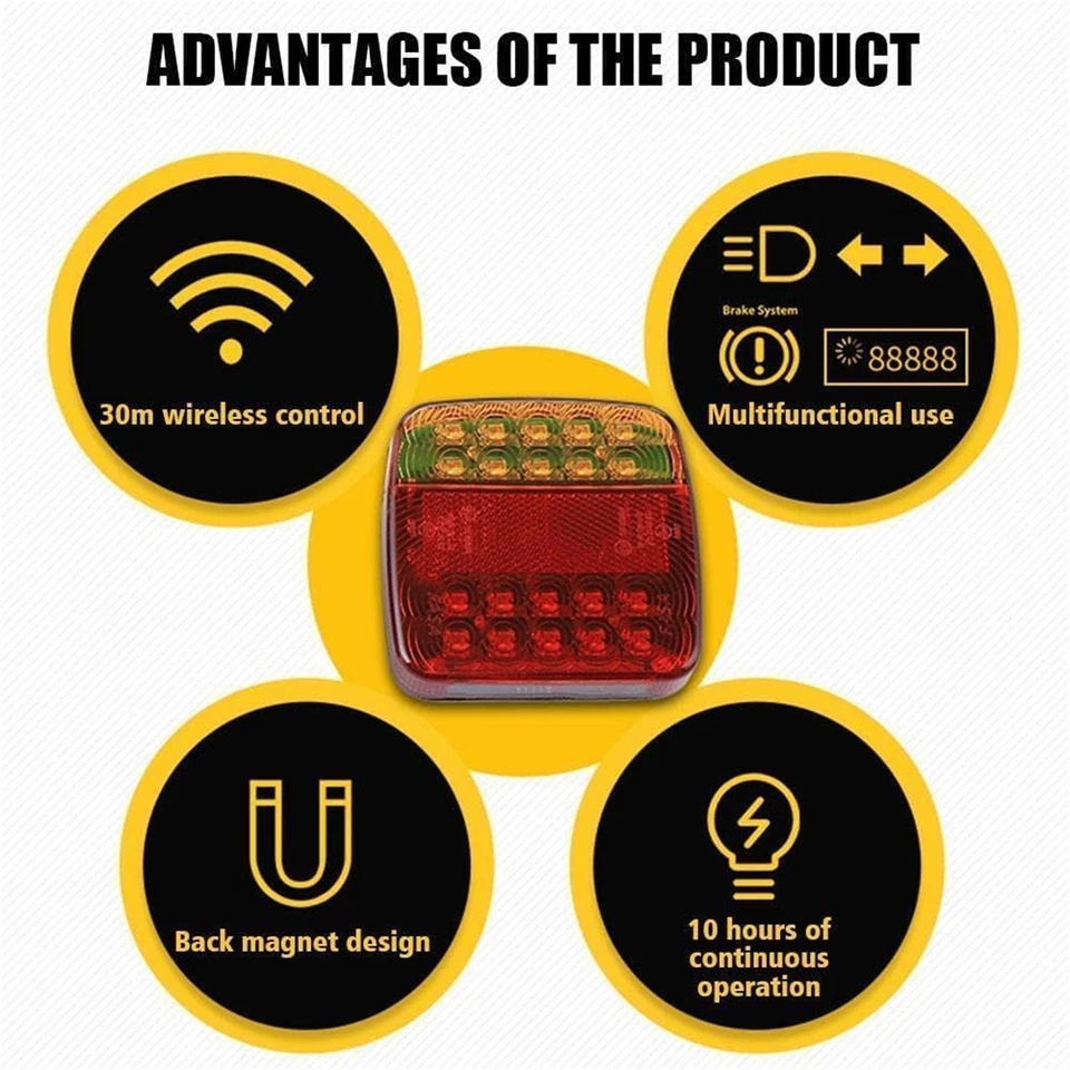 Magnetic Wireless Tail Lights for Trailer, Wireless Trailer Lights Kit - Image 4 of 4