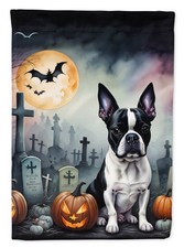 Caroline's Treasures Boston Terrier Spooky Halloween House Flag DAC2020CHF