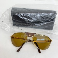 Authentic Cartier Edition Santos Dumont Sunglasses 61 18 135 Dot Gold Frames