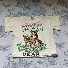 Vtg 60s Baby Cotton T Shirt I  m A Little Deer Graphic Tee 12 Months Chrissy
