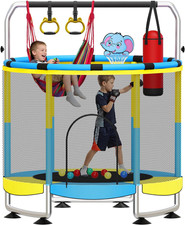 55" Trampoline for Kids, 5-In-1 Toddler Trampoline Indoor Outdoor with Adjustabl